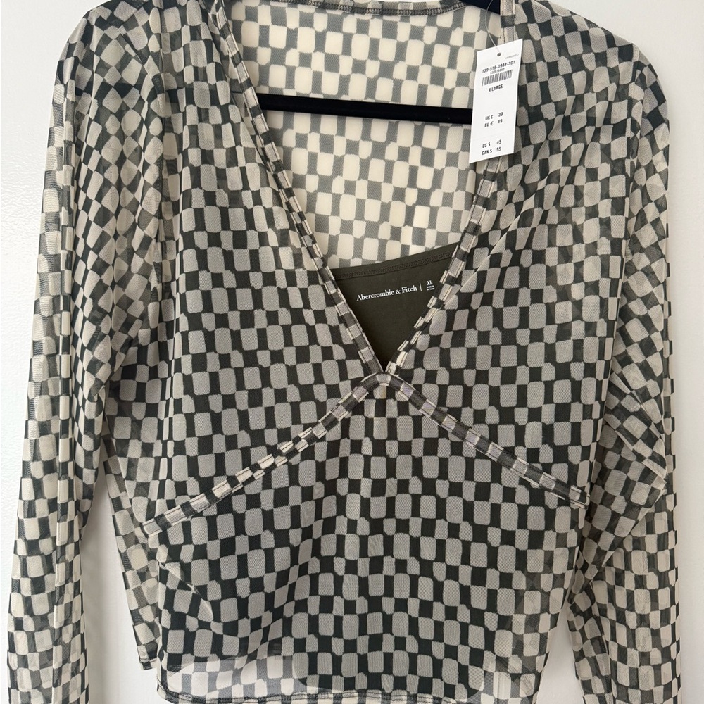 Abercrombie & Fitch green and White Checkered Women's Top